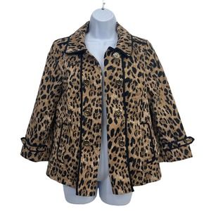 WHBM Leopard Print Swing Blazer Jacket Size 12
